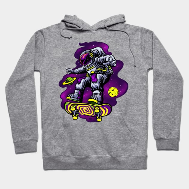 astronaut playing skateboard Hoodie by Mako Design 